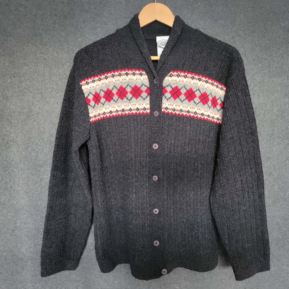 Laura Ashley Wool Knit Cardigan Sweater Fair Isle Nordic Academia Cabincore VTG